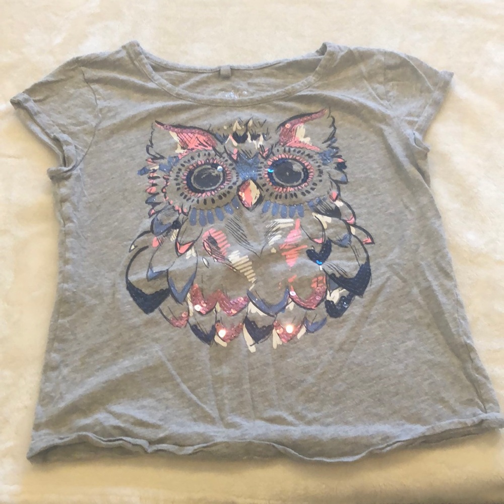 Gray owl shirt size 8 girls